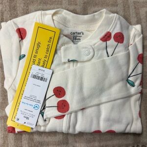 Carter's Cream and Red Cherry Long Sleeve Tee